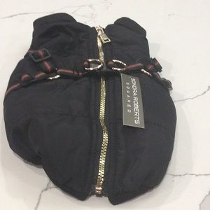 NWT Sondra Roberts Squared Black Dog Coat, Size Small